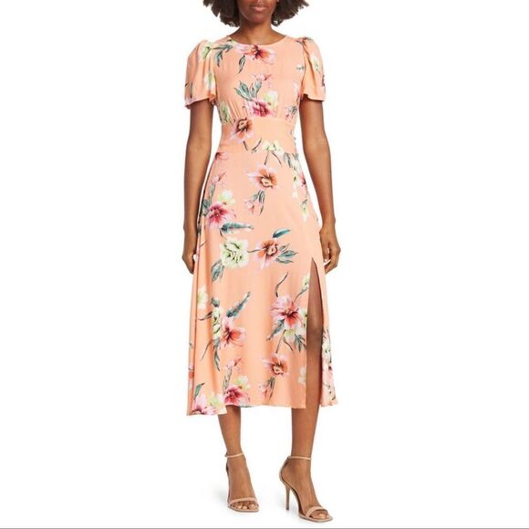 Revolve AFRM Jamie Floral Open Back cut out midi  Dress - Picture 1 of 8